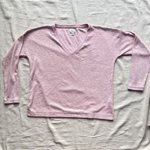 J CREW Vintage Fleece V-neck Long Sleeve Sweater Space Dyed Jersey Womens Large